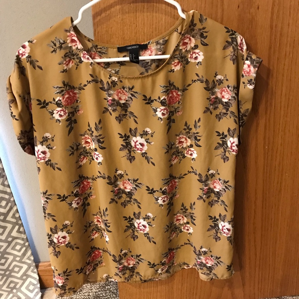 Mustard yellow floral blouse